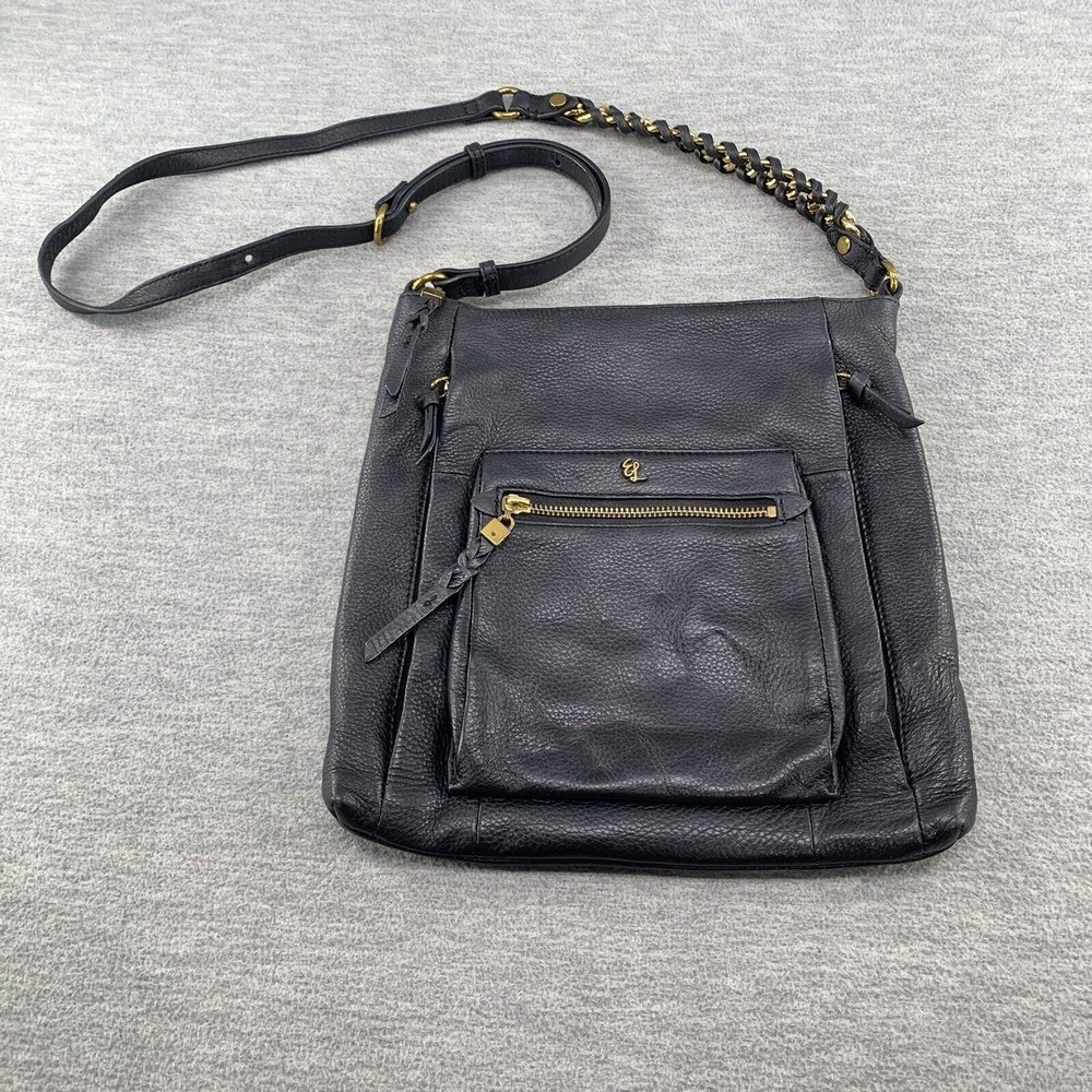 Elliot Lucca-Designer The Gwen- Black Leather Crossbody Purse